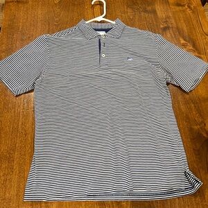 Men’s polo golf shirt. Southern Tide. Navy blue & white striped. Size S.